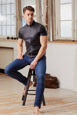 Wetlook heren shirt met rits - Maat S — thumbnail 5
