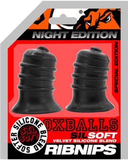 Oxballs - Ribnips - Tepelzuigers - Night Edition - Siliconen/TPR - Zwart — thumbnail 3