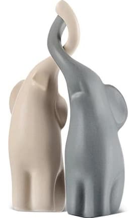 Decoratieve Olifanten Beeldjes Koppels voor Woondecoratie - Beige en Grijs Ornamenten - Set van 2 - Perfecte Cadeau Ideeën voor Valentijnsdag en Verjaardagen — thumbnail 1
