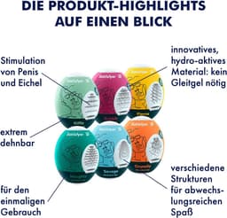 Satisfyer Masturbator Egg, verschillende structuren, hydro-actief TPE, geen glijmiddel nodig, voor eenmalig gebruik — thumbnail 5