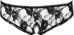 Cottelli Collection –  Slipje met Open Kruis voor Spannende Dates met Bloemen Motief – Maat S - Zwart — thumbnail 2