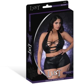 Male Power Sexy Thalia - Haltertop en Shorts met Ringen en Studs - 2X erotisch herenondergoed - Zwart — thumbnail 4