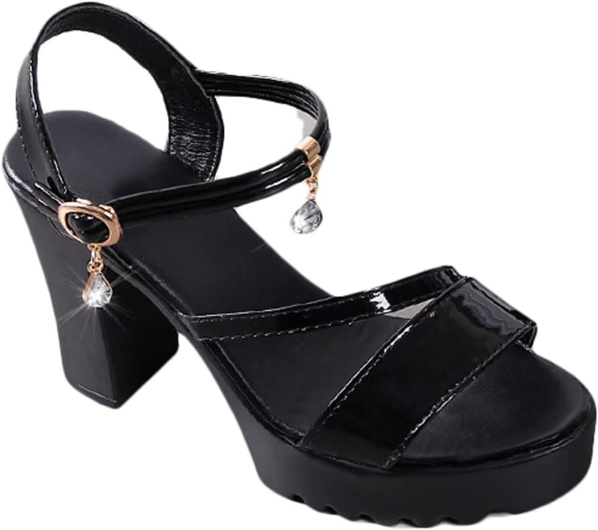 Dames Sandalen - Zomerse Hoge Hakken - Feestelijke Gelegenheden - Verstelbare Enkelband - 10cm Hak 3cm Plateau — afbeelding 1