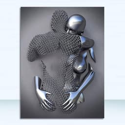 Abstracte Canvasprint Set van 3 - Romantisch Portret in Grijstinten - Modern Wanddecor voor Woonkamer en Slaapkamer - 21 x 30 cm — thumbnail 3