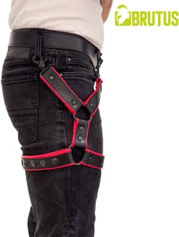BRUTUS Leather Leg Harness Black-Red — thumbnail 2