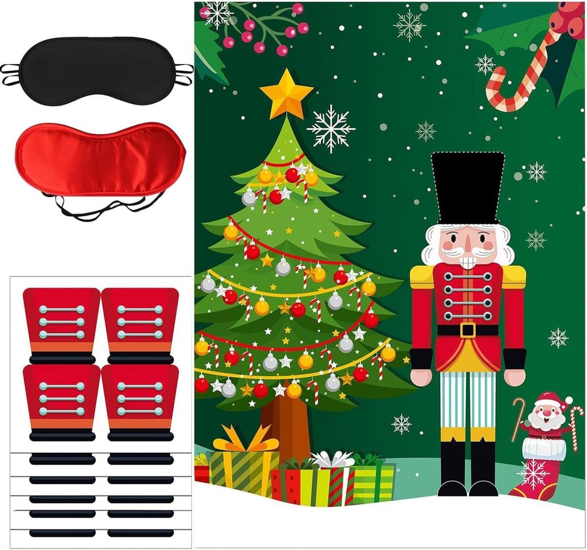 Kerstspelletjes - Feestspel Familie - Kerstfeest Activiteit - Interactief Blinddoek - 51x28 cm — afbeelding 1