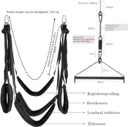 Sex Schommel - Sex Swing Extra Stevig – Seksschommel – Seksspeeltjes voor Koppel – Seks Schommel BDSM – Inclusief Seksspeeltjes - Erotiek Toys - Sex Sling – Love Swing – Discreet Verpakt – Zwart — thumbnail 3