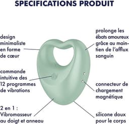 Satisfyer 2-in-1 vingervibrator en penisring 'Perfect Pair 3', 6,5 cm, lichaamsvriendelijke siliconen, oplaadbaar — thumbnail 4