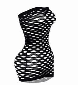 Visnet jurkje - Sexy dress - Jurk doorschijnend - Lingerie - Mesh - Erotisch jurkje - Doorschijnende jurk - Nachtjurkje - Strapless dress - Rave outfit - Elastisch Jurkje - One size - Zwart - Jonyx — thumbnail 1