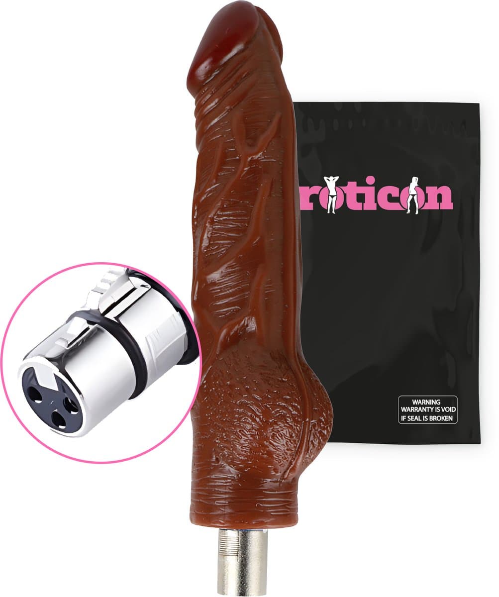 Eroticon Bruine Dildo David - 18.5cm Lang - Tot wel 5cm Dik - Opzetstuk voor Eroticon Seksmachine - Accessoire - 3XLR opzetstuk — afbeelding 1
