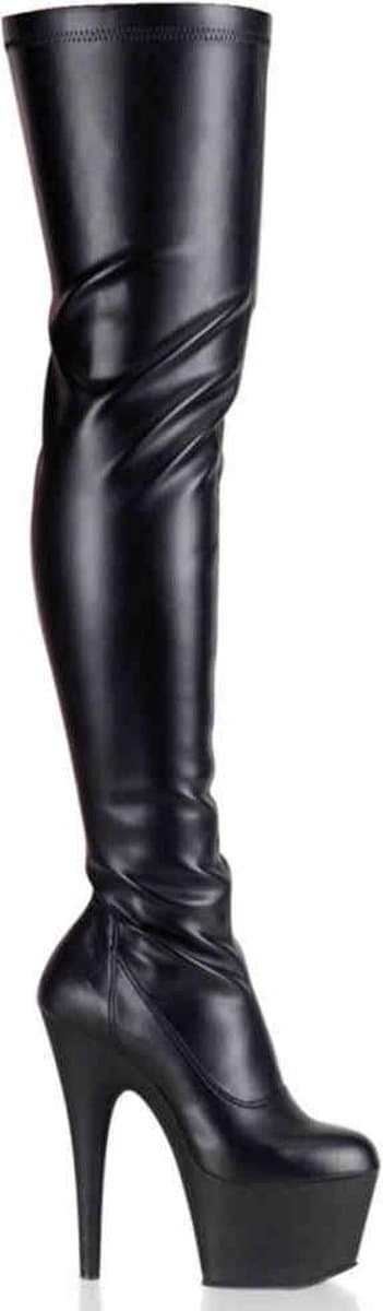 Pleaser - ADORE-3000 Plateau Overknee Laarzen - Paaldans schoenen - 45 Shoes - Zwart — afbeelding 1