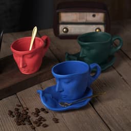 Koffiekop Set - Bruidspaar Mokken - Romantische Momenten - Elkaar Passende Contouren - 290ml - Wit — thumbnail 3