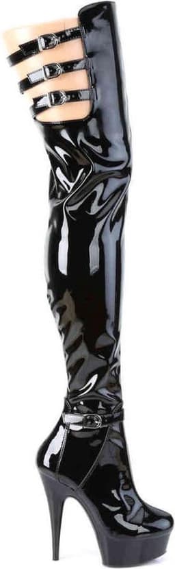 Pleaser - DELIGHT-3055 Plateau overknee Laarzen - US 5 - 35 Shoes - Zwart — thumbnail 5