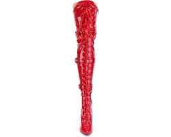 SEDUCE-3028 (EU 45 = US 14) 5 Heel Ribbon Stretch Thigh High Boot w/ Grommet — thumbnail 2