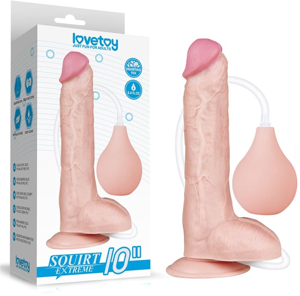 Spuitende Realistische Dildo met Knijpbal — afbeelding 1