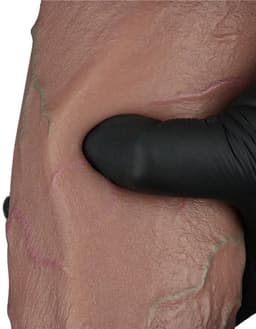 LoveToy - Dubbellaagse siliconen dildo XXL 24.6 cm (Ø 7 cm) - Bruin — thumbnail 3