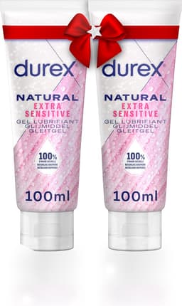 Durex Glijmiddel Natural - Extra Sensitive - 100% natuurlijk - 100ml x2 - Cadeau voor man en vrouw — thumbnail 1
