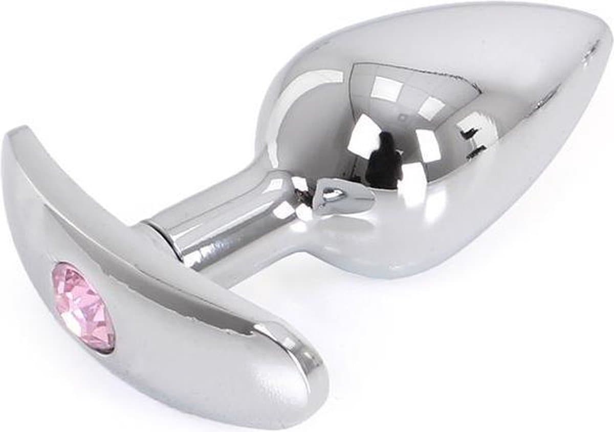 Kiotos - Aluminium buttplug Met Handvat En Sierkristal - Roze — afbeelding 1