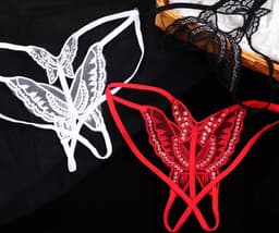 Sexy slip met open kruis - Rood - Vlinder string - Sexy lingerie - Erotische string - seks string - Pikant slipje — thumbnail 4
