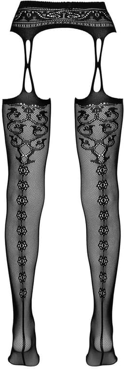 Cottelli Collection – Naadloze Jarretel Gordel met Net Kousen voor Gewillige Look – Maat L/XL - Zwart — thumbnail 2