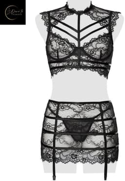 Sexy Lingerieset Dames – Lingerie Erotisch – Sexy Lingerie – 3-delige Set – Kanten Bralette & Rokje – Lingerie Set – Chique – Luxe –Boudoir Look – Kinky – Erotisch – Dare to Undress – Maat XS/S, M, L, XL, XXL — thumbnail 5