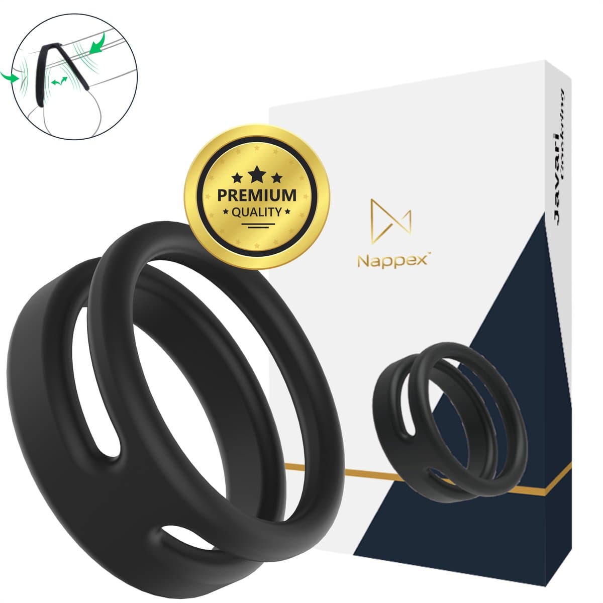 Cockring Siliconen - Nappex™ Javari Penisring voor een Stevige Erectie [Discreet Verzonden] - Rekbare Ballstretcher - Sex Toys voor Mannen en Koppels - Kamasutra - BDSM - Seksspeeltjes Zelf Aftrekken - Erotiek — afbeelding 1
