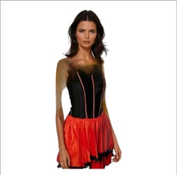 Sexy Spaanse Flamingo Verkleedjurk – Rood & Zwart – Strapless Korset Achtig Top Carnaval Kostuum – Complete Outfit voor Feest & Rollenspel – Maat Large — thumbnail 2