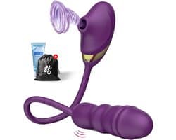 HappySexy Vibrator Voor Vrouwen met Stootfunctie en Likkende Tong - Vibrators Luchtdruk Pulsaties - Realistisch Dildo G Spot Clitoris Stimulator Vrouw - Waterproof Sex Toys Seksspeeltjes voor Koppels - Incl. Gratis Glijmiddel en Opbergzakje