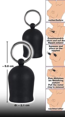 LOUZIR Siliconen Tepel Zuigers met O-ringen voor Sensuele Borsten – Zwart — thumbnail 3