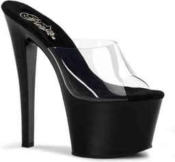Pleaser - SKY-301 Muiltjes - Paaldans schoenen - 40 Shoes - Zwart/Transparant — thumbnail 1