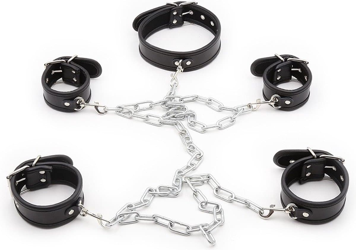 Nooitmeersaai - PU leren boeienset met halsband - zwart — afbeelding 1