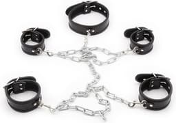 Nooitmeersaai - PU leren boeienset met halsband - zwart — thumbnail 1