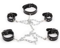 Nooitmeersaai - PU leren boeienset met halsband - zwart