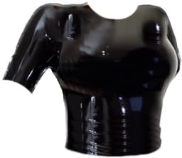 BNDGx® - 100 % Latex - Top Dames - Maat XXL - Rubber BDSM SM Rollenspel kleding Fetish wear korte mouwen zwart — thumbnail 1