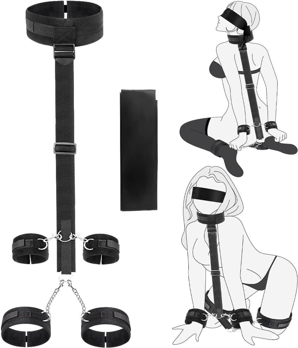 DOWO® - BDSM Extreme Bondage Set - SM Handboeien - Enkelboeien - Blinddoek - Sex Toys voor Koppels - Seksspeeltjes voor vrouwen - 7 Delig — afbeelding 1
