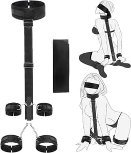 DOWO® - BDSM Extreme Bondage Set - SM Handboeien - Enkelboeien - Blinddoek - Sex Toys voor Koppels - Seksspeeltjes voor vrouwen - 7 Delig — thumbnail 1