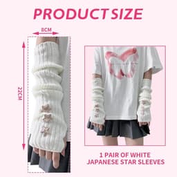 1 paar zachte witte vingerloze handschoenen met sterversiering voor Goth-outfits en armwarmers voor dames Femboy kleding - Y2K esthetische Grunge stijl — thumbnail 4