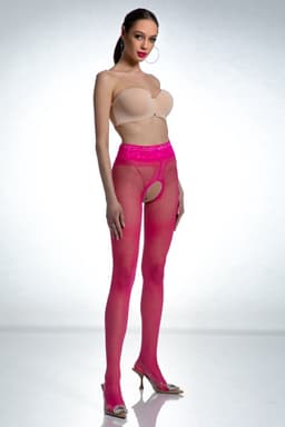 Panty Open Kruis - 30 Denier - Magenta - Maat: XXL - Model: Lace - Merk: Amour — thumbnail 5