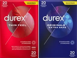 Durex - 40 stuks Condooms - Thin Feel 20 stuks - Extra Safe 20 stuks - Voordeelverpakking — thumbnail 1
