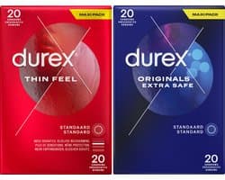 Durex - 40 stuks Condooms - Thin Feel 20 stuks - Extra Safe 20 stuks - Voordeelverpakking