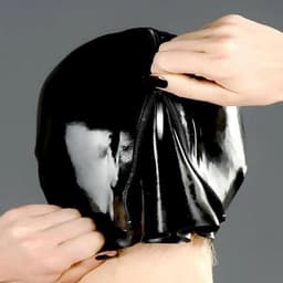 OUYLAF Latex Masker - bdsm masker - latex hood - latex masker bdsm - bdsm - latex erotiek - zwart - Dragen van beugel + neussonde - (M) — thumbnail 3