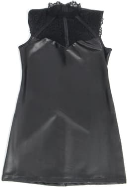 Zeloria PU Leren Lingerie Jurkje met Kant – Sexy Mini Dress – Zwart – L — thumbnail 4