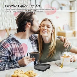 Kusjes Mok Set - Koffie Kopjes - Romantische Momenten - Uniek Ontwerp - 500ml Capaciteit - Wit — thumbnail 2