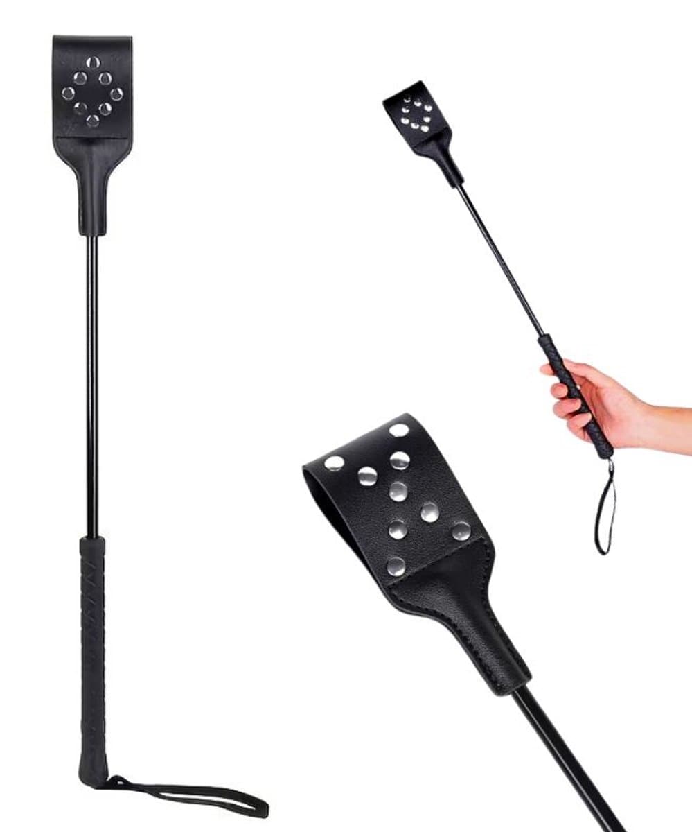 BDSM Tikzweepje met Studs - Spanking Paddle 48 cm - Sex Toys voor Koppels - Erotische Zweep PU Leer — afbeelding 1