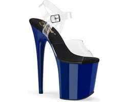 Pleaser - FLAMINGO808 Sandaal met enkelband, Paaldans schoenen - US 13 - 44 Shoes - Transparant/Blauw