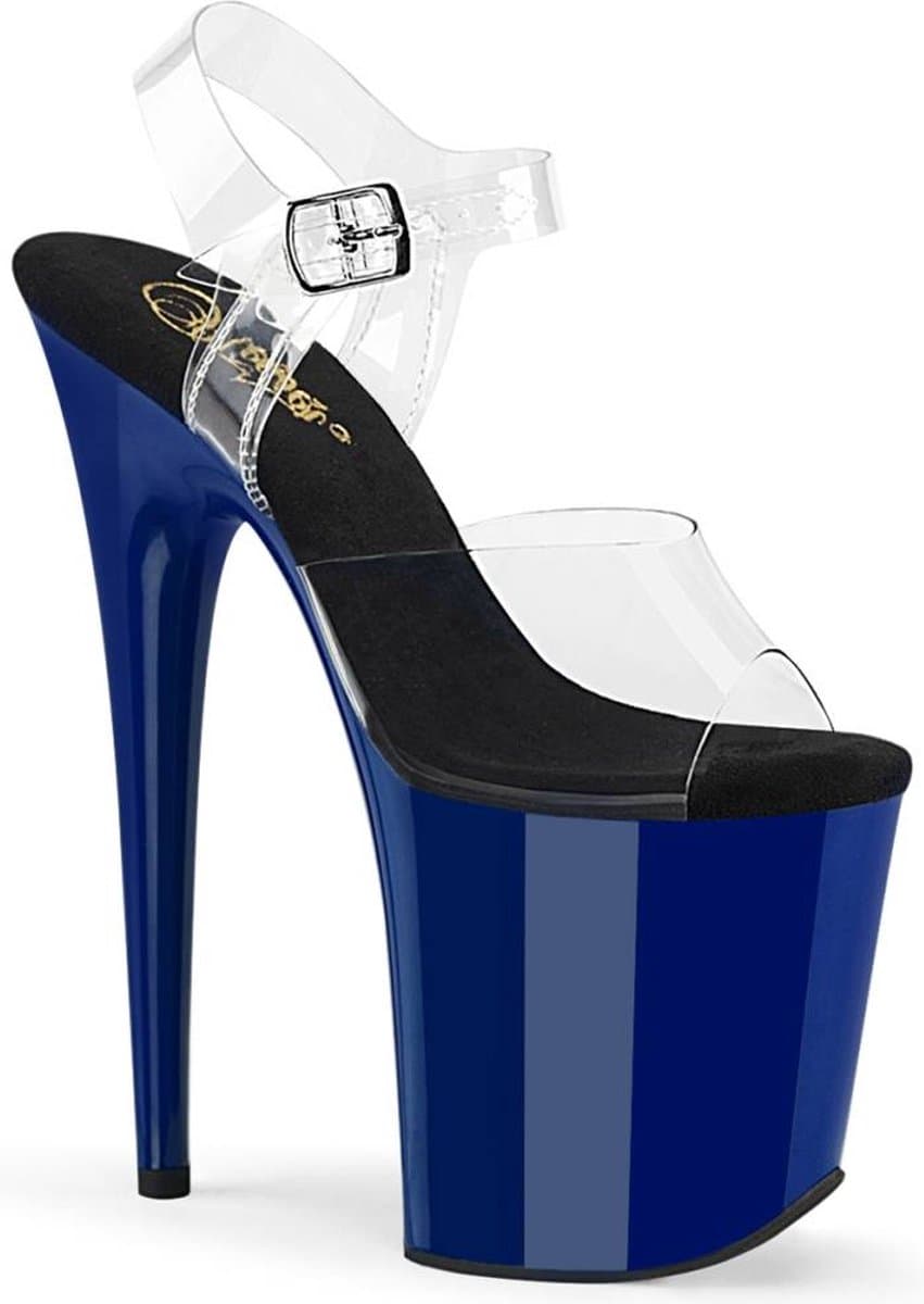 Pleaser - FLAMINGO808 Sandaal met enkelband, Paaldans schoenen - US 13 - 44 Shoes - Transparant/Blauw — afbeelding 1