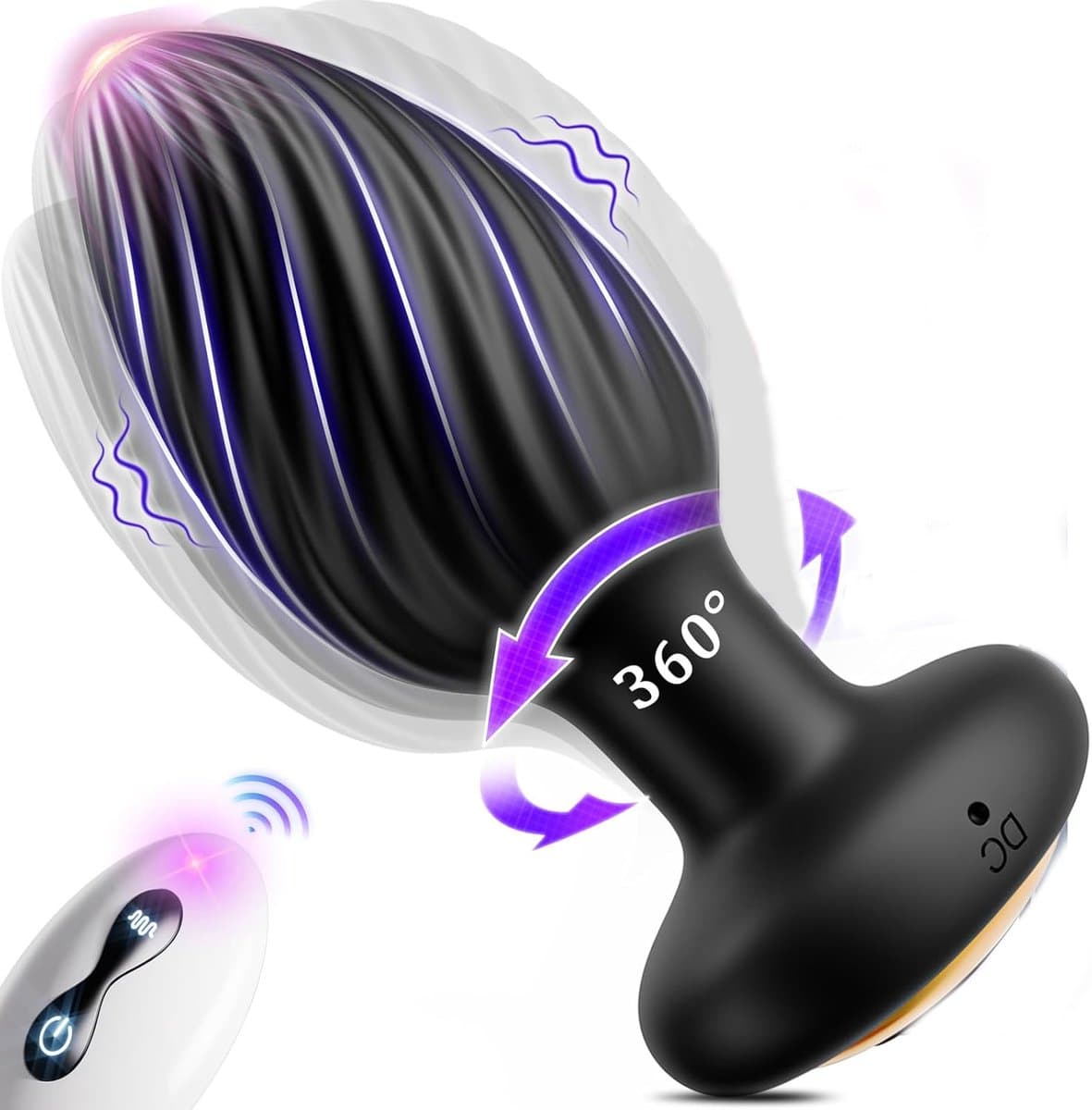 Lzwintrading - Buttplug Vibrator met Afstandsbediening - 360° Rotatie Functie - Vibrators voor Vrouwen & Mannen - Prostaat Stimulator -Butt Plug met 7 Vibratie Standen - Sex Toys voor Koppels - Anale Speeltjes - Vibrerende Buttplug - Anaal Dildo — afbeelding 1