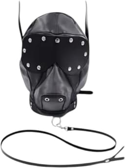 Hondenmasker met Riem – Zwart Lederen Puppy Play Masker – Verstelbaar – Uniseks – BDSM & Cosplay Gear – Kinky Pleasure® — thumbnail 5