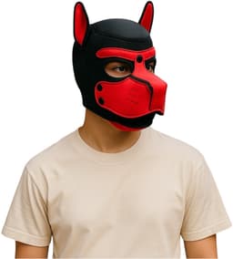 Hondenmasker Rood – Cosplay Puppy Play Masker Volwassenen – Neopreen – Verstelbaar – Kinky Pleasure® – BDSM Accessoire — thumbnail 1