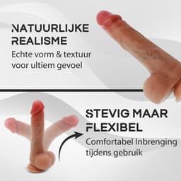 Aii 3D Realistische Dildo met Zuignap + Opbergtas - 21,5 cm - Dildo's - Sex Toys voor Vrouwen en Mannen - Dildo Mannen Anaal - Beige — thumbnail 2